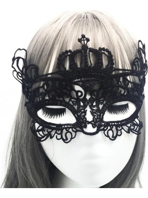 MiraLive Siyah Dantel Işlemeli Balo Maskesi 9 No