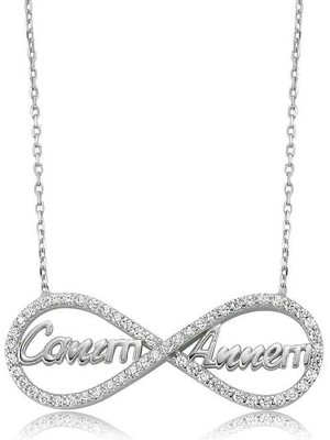 Gumush Hk Gümüş Kadın Kolye Canım Annem Yazılı Sonsuzluk |Gümüş Takı Hediyelik Ürünler