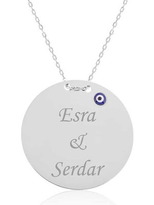 Gumush Hk Gümüş Kadın Kolye Yuvarlak Plaka İsimli |Gümüş Takı Hediyelik Ürünler