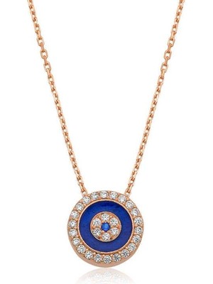 Gumush Hk ​Gümüş Kadın Kolye Rose Nazar |Gümüş Takı Hediyelik Ürünler