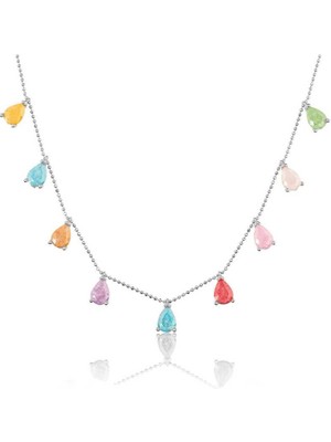 Gumush Hk Gümüş Kadın Kolye Renkli Kadın Şans si|Gümüş Takı Hediyelik Ürünler