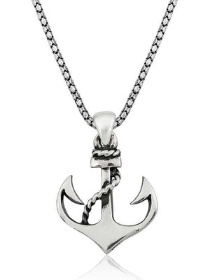 Gumush Hk Gümüş Erkek Kolye Deniz Çapası |Gümüş Takı Hediyelik Ürünler