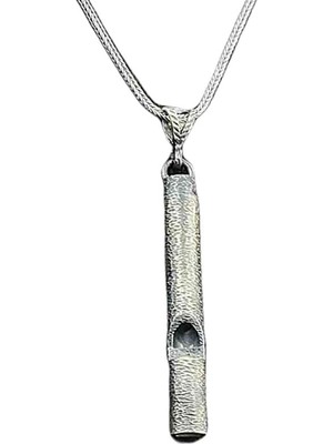 Gumush Hk ​Gümüş Erkek Kolye Oksitli Deprem Düdüğü |Gümüş Takı Hediyelik Ürünler