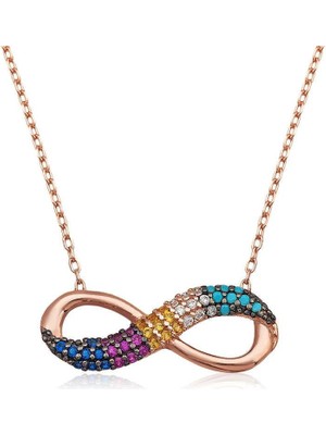 Gumush Hk Gümüş Kadın Kolye Renkli Sonsuzluk |Gümüş Takı Hediyelik Ürünler