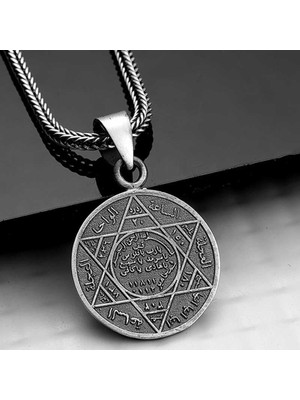 Gumush Hk Gümüş Erkek Kolye Süleyman Mührü |Gümüş Takı Hediyelik Ürünler