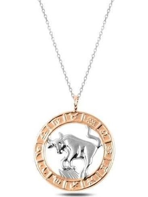 Gumush Hk ​Gümüş Kadın Kolye Rose Boğa Burcu |Gümüş Takı Hediyelik Ürünler