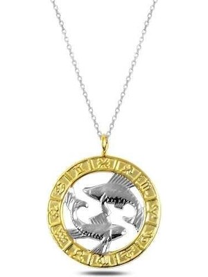 Gumush Hk Gümüş Kadın Kolye Gold Balık Burcu |Gümüş Takı Hediyelik Ürünler