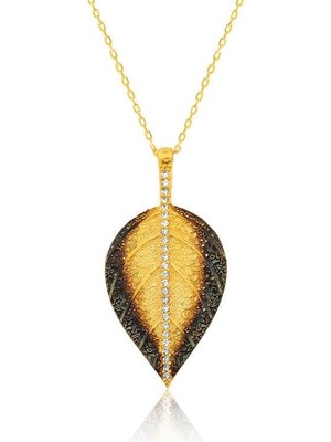 Gumush Hk Gümüş Kadın Kolye Yaprak |Gümüş Takı Hediyelik Ürünler