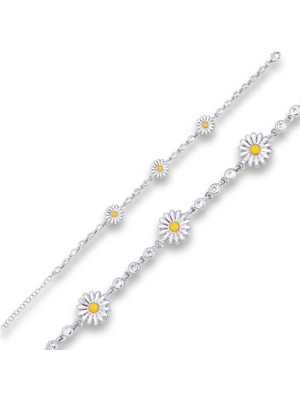 Gumush Hk Gümüş Kadın Bileklik Papatya |Gümüş Takı Hediyelik Ürünler