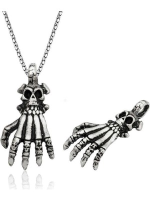 Gumush Hk Gümüş Erkek Kolye Kuru Kafa El |Gümüş Takı Hediyelik Ürünler