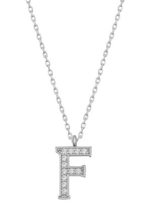 Gumush Hk Gümüş Kadın Kolye Rodyum F Harfi |Gümüş Takı Hediyelik Ürünler