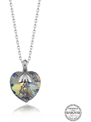 Gumush Hk Gümüş Kadın Kolye Kristal Taşlı Kalp |Gümüş Takı Hediyelik Ürünler