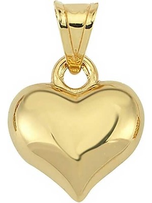 Gumush Hk Gümüş Kadın Kolye Küçük 3 Boyutlu Gold Kalp Ucu|Gümüş Takı Hediyelik Ürünler