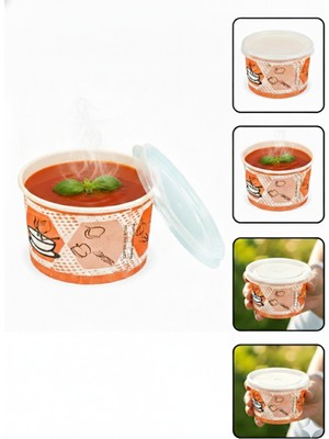 Karton Bardak Karton Çorba Kasesi, 16 Oz (473 ml ), Şeffaf Kapaklı, 25 Adet - Paket Servis Için Sızdırmaz