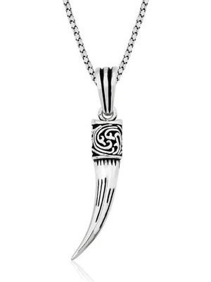 Gumush Hk Gümüş Erkek Kolye Fil Dişi |Gümüş Takı Hediyelik Ürünler