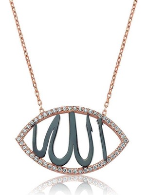 Gumush Hk Gümüş Kadın Kolye Allah Yazılı |Gümüş Takı Hediyelik Ürünler