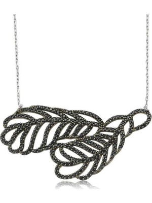 Gumush Hk Gümüş Kadın Kolye İki Yaprak |Gümüş Takı Hediyelik Ürünler