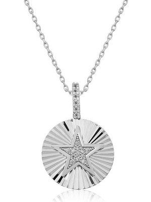 Gumush Hk ​​Gümüş Kadın Kolye Fırfırlı Yıldız |Gümüş Takı Hediyelik Ürünler