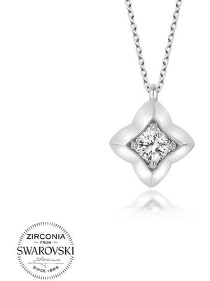 Gumush Hk Gümüş Kadın Kolye Kristal Taşlı Dörtgen |Gümüş Takı Hediyelik Ürünler