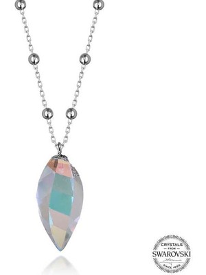 Gumush Hk Gümüş Kadın Kolye Kristal Taşlı Top Zincir |Gümüş Takı Hediyelik Ürünler