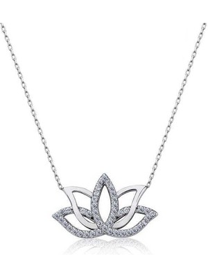 Gumush Hk Gümüş Kadın Kolye Lotus Çiçeği |Gümüş Takı Hediyelik Ürünler