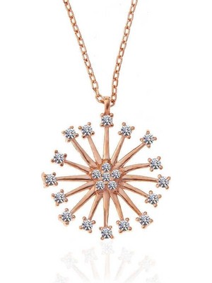 Gumush Hk ​Gümüş Kadın Kolye Rose Çiçek |Gümüş Takı Hediyelik Ürünler