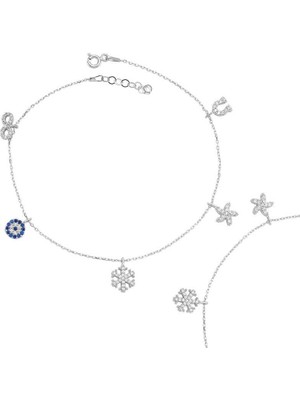 Gumush Hk Gümüş Kadın Bileklik Şans |Gümüş Takı Hediyelik Ürünler