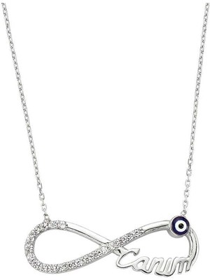 Gumush Hk Gümüş Kadın Kolye Nazarlı Sonsuzluk Canım |Gümüş Takı Hediyelik Ürünler