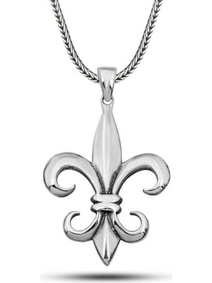 Gumush Hk Gümüş Erkek Kolye Zambak Çiçeği |Gümüş Takı Hediyelik Ürünler