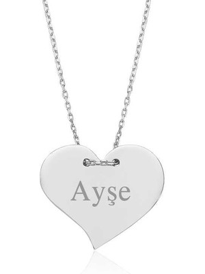 Gumush Hk Gümüş Kadın Kolye İsimli Kalp |Gümüş Takı Hediyelik Ürünler