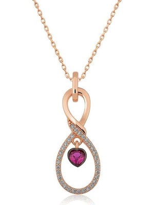 Gumush Hk Gümüş Kadın Kolye Rose Sonsuz Kalp |Gümüş Takı Hediyelik Ürünler