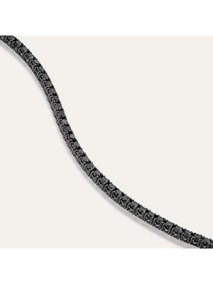 Gumush Hk Gümüş Kadın Bileklik Siyah Taşlı Su Yolu|Gümüş Takı Hediyelik Ürünler