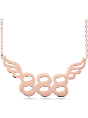 Gumush Hk Gümüş Kadın Kolye Rose 888 Melek Sayısı |Gümüş Takı Hediyelik Ürünler