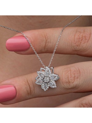 Gumush Hk ​Gümüş Kadın Kolye Yıldız Baget Taşlı Dönen Stres |Gümüş Takı Hediyelik Ürünler