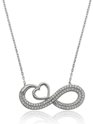 Gumush Hk Gümüş Kadın Kolye Kalpli Sonsuzluk |Gümüş Takı Hediyelik Ürünler