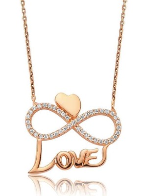 Gumush Hk Gümüş Kadın Kolye Kalpli Sonsuzluk Love |Gümüş Takı Hediyelik Ürünler