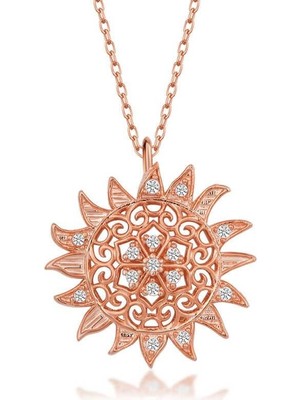 Gumush Hk Gümüş Kadın Kolye Rose Güneş |Gümüş Takı Hediyelik Ürünler