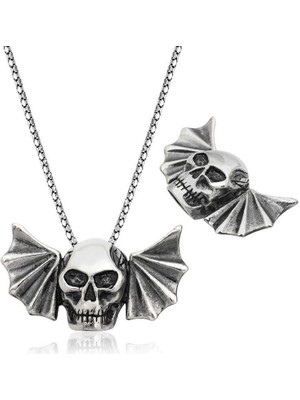 Gumush Hk Gümüş Erkek Kolye Kuru Kafa |Gümüş Takı Hediyelik Ürünler