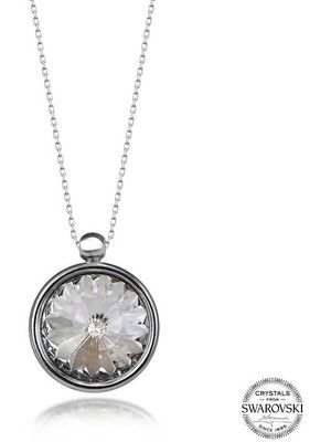 Gumush Hk Gümüş Kadın Kolye Kristal Taşlı Çerçeveli |Gümüş Takı Hediyelik Ürünler