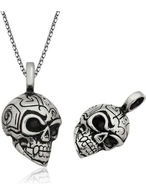 Gumush Hk Gümüş Erkek Kolye Kuru Kafa |Gümüş Takı Hediyelik Ürünler