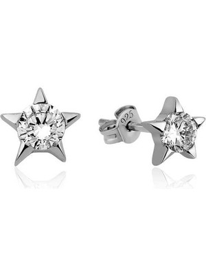 Gumush Hk Gümüş Kadın Küpe Tek Taşlı Yıldız Çivili |Gümüş Takı Hediyelik Ürünler