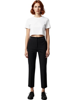 Ersefa Kadın Cigarette Kesim Yüksek Bel Dokuma Pantolon Fonksiyonel Dayanıklı Kaliteli Konforlu Şık