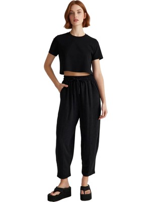 Ersefa Kadın Yüksek Bel Harem Dokuma Pantolon Fonksiyonel Dayanıklı Kaliteli Konforlu Estetik Şık