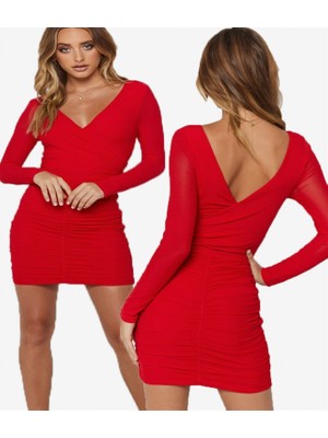 Pileli Store Pilelistore  Kruvaze Mini Elbise