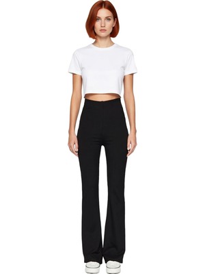 Ersefa Kadin Yüksek Bel Ispanyol Paça Örme Pantolon Fonksiyonel Dayanıklı Kaliteli Konforlu Rahat