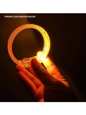 MiraLive Turuncu LED Işıklı Baskı Yapılabilen Pilli Bileklik Bilezik