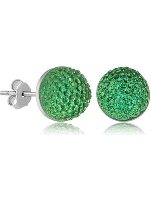 Gumush Hk Gümüş Kadın Küpe Yeşil Kristal Çivili |Gümüş Takı Hediyelik Ürünler