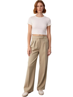 Ersefa Kadın Geniş Paça Dokuma Pantolon Fonksiyonel Dayanıklı Kaliteli Konforlu Estetik Premium Şık