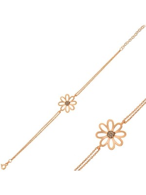 Gumush Hk Gümüş Kadın Bileklik Rose Çiçek |Gümüş Takı Hediyelik Ürünler