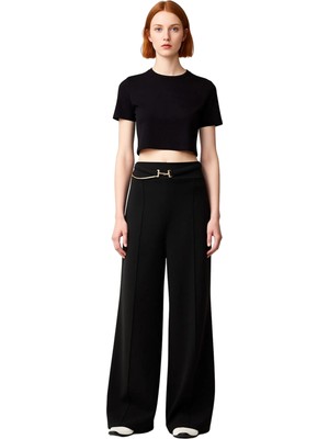 Ersefa Kadın Wideleg Kemerli Örme Pantolon Fonksiyonel Dayanıklı Kaliteli Konforlu Estetik Modern